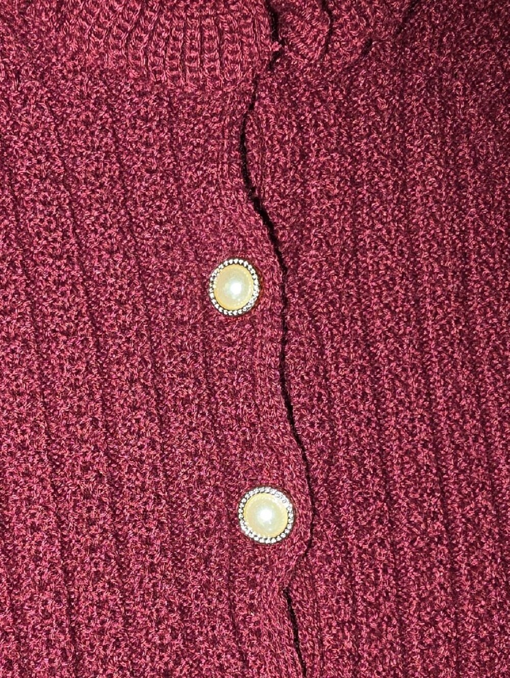 NWT Ruffled Maroon Button-Up Top - Picture 4 of 4